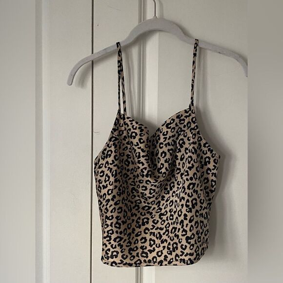 Forever 21 Cheetah Leopard Cropped Strappy Tank Spaghetti Strap Small S - Picture 2 of 9